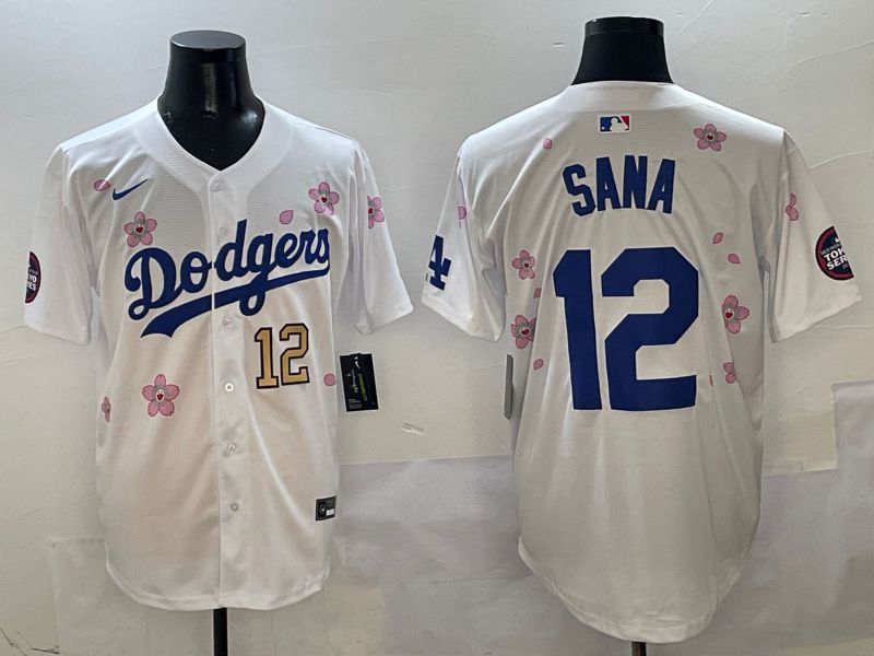 Men Los Angeles Dodgers #12 Sana White Sakura Edition 2025 Nike MLB Jersey style 3->los angeles dodgers->MLB Jersey